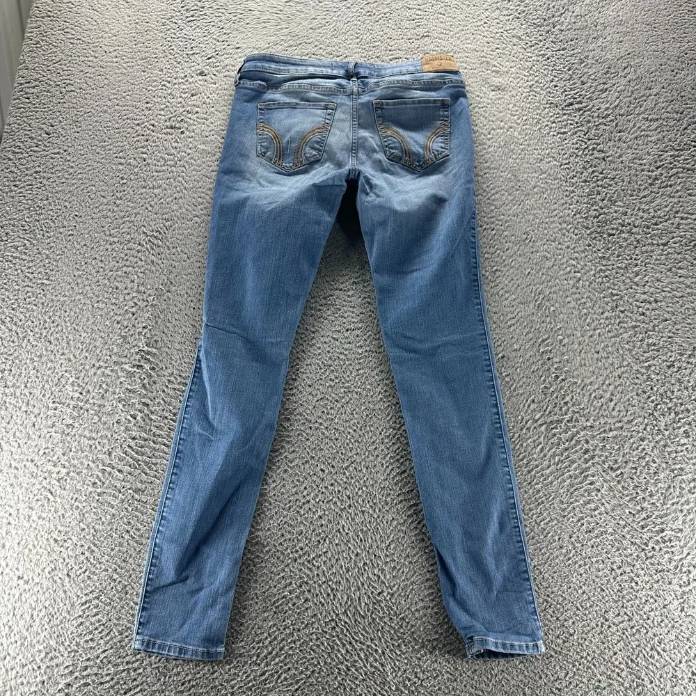 Hollister Jeans Women's 7 Blue Cotton Denim Skinny Leg Distressed‎ Faded Stretch